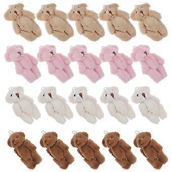 20pcs Mini Bears Plush Toys Plush Stuffed Bears Keychain Craft DIY Accessories