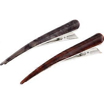2pcs Large Duckbill Hair Clips Non-slip Strong Grip Hair Salon Dye Clips in Brown and Grey