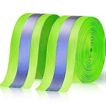 Taiyin 2 Rolls High Visibility Reflective Tape Strip 2'' x 66 ft Sew on Safety Fabric Webbing 2 cm Reflective Width Warning Florescent Safety Tape fo