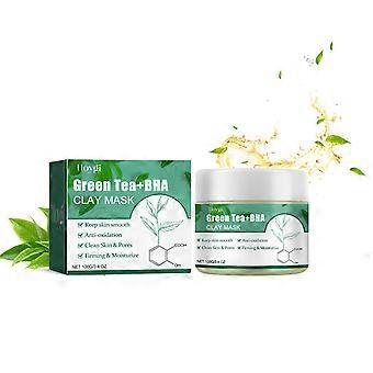 Hoygi Green Tea Cleansing Mud Mask, Facial Cleansing Moisturizing Whitening Skin Blackhead Acne Removing Mud Mask
