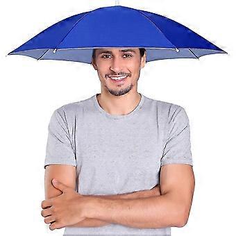 Cappello ombrello 27 "Cappelli ombrello di protezione UV per donne uomini mani ombrello blu / 1 confezione