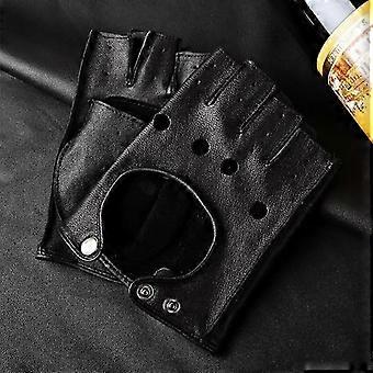 Mens Fingerless Half Finger Driving Fitness Motorcycle Cycling Goatskin  Men Pu Leather Gloves Mittens
