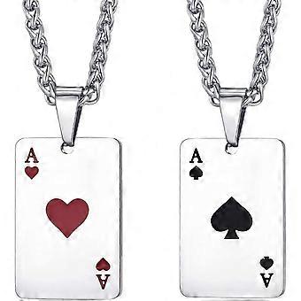 rustfrit stål spar es vedhæng halskæde til mænd og kvinder lille pokerkort vedhæng med 24 tommer link kæde