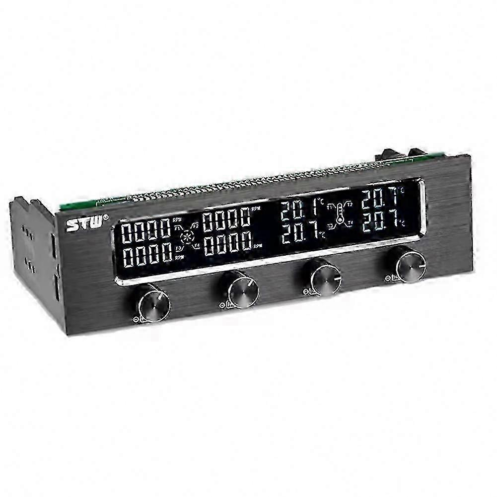 STW 4-Channel PC CPU Fan Controller, Multi-Function Speed Control Adjuster with LCD Cooling Front Panel
