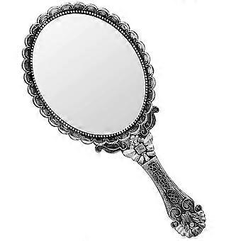 1pc Vintage Style Handheld Mirror Ladies Cosmetic Mirror Carving Pattern Mirror