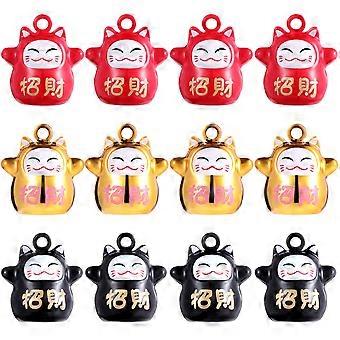 Japanese Cat Bells Cat-Shape Jingle Bells for DIY Crafts 18Pcs Assorted Color