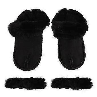 Palmilhas de inverno com orifícios para calçados, para uso doméstico. 1 conjunto de forros removíveis de pelúcia.