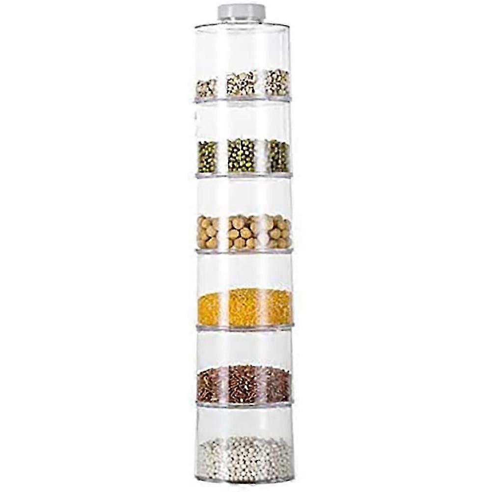 6PCS Spice Storage Boxes Stackable Spice Tower Racks Transparent Seasoning Cans Kitchen Tools
