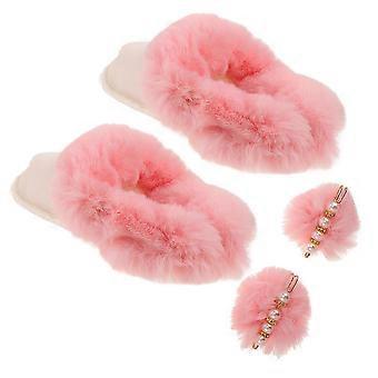 Fuzzy Pink Shoe Liners for Shoe with 1Pair Removable Plush Warm Inserts