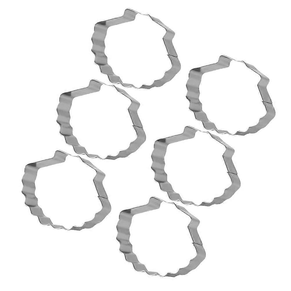 6Pcs Shell Shape Cookie Cutter Molds for Baking Use in Silver Stainless Steel