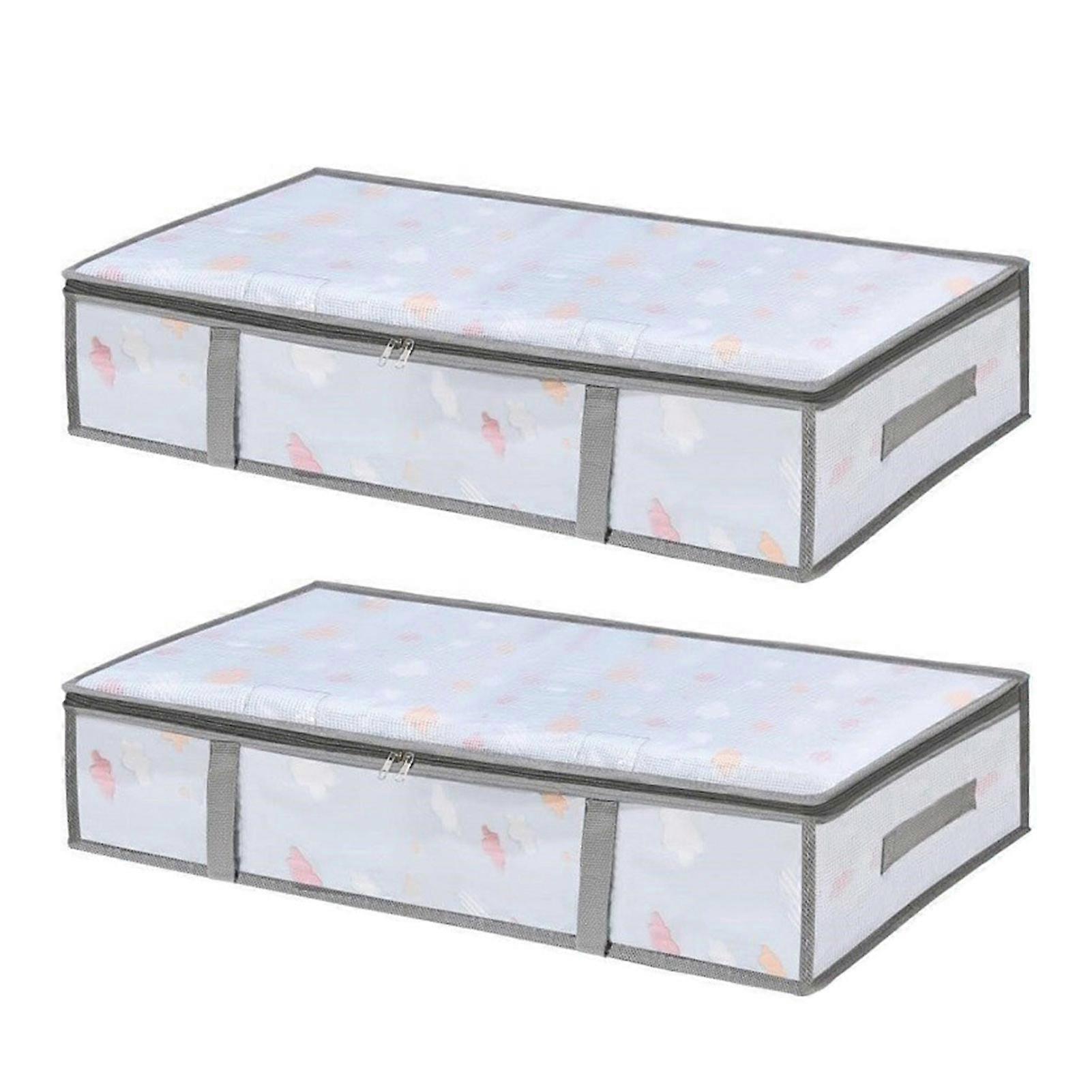 Zipper Closure Under-Bed Storage Container, Transparent Large Capacity Organizer