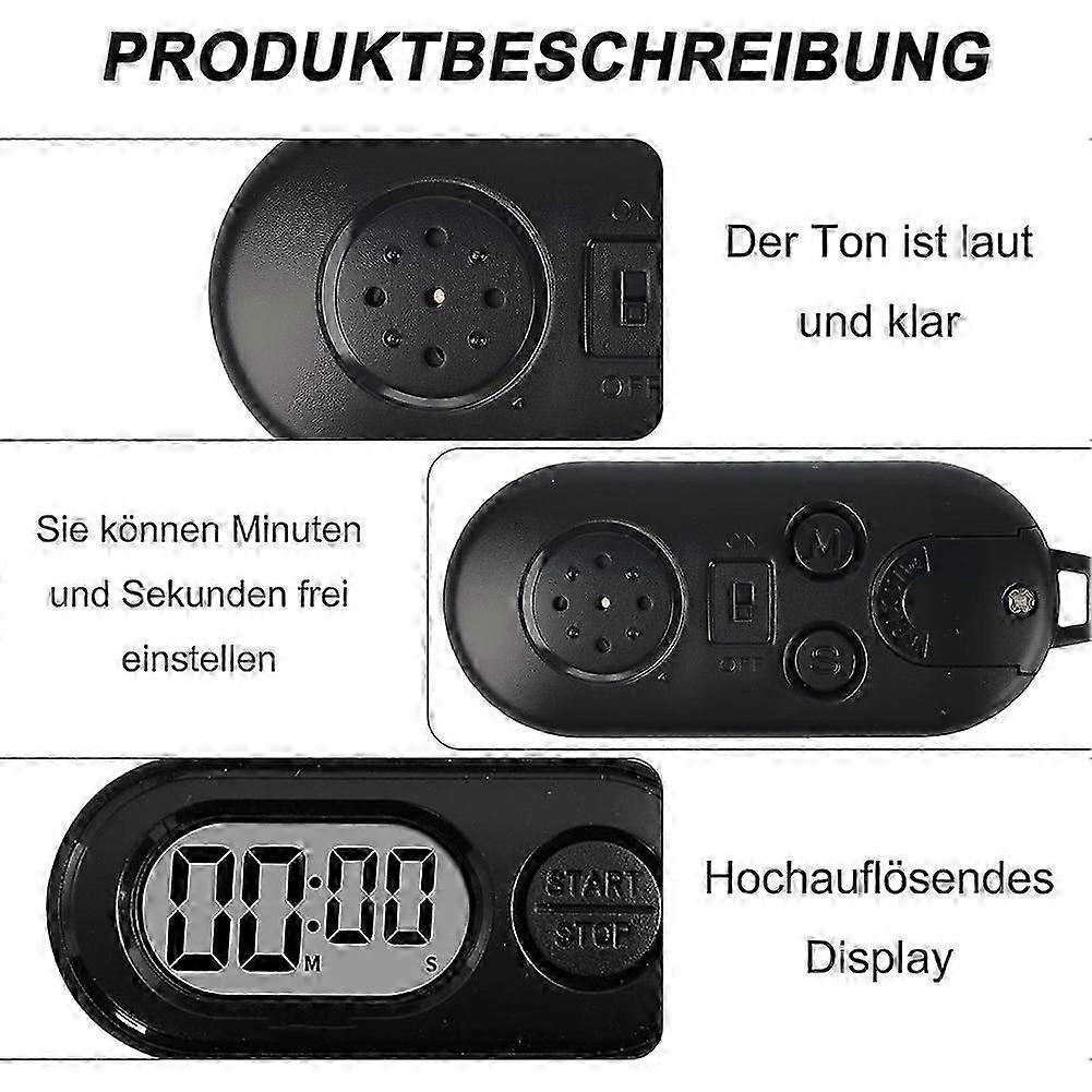 2 Pack Mini Digital Timer Keychain, Portable Countdown Timer and Stopwatch with LCD Display, Small Clip-on Pocket Timer