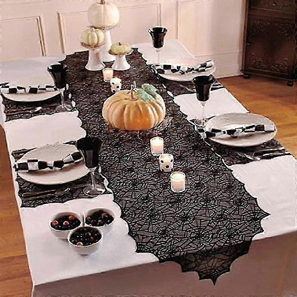 Black Lace Spider Web Tablecloth