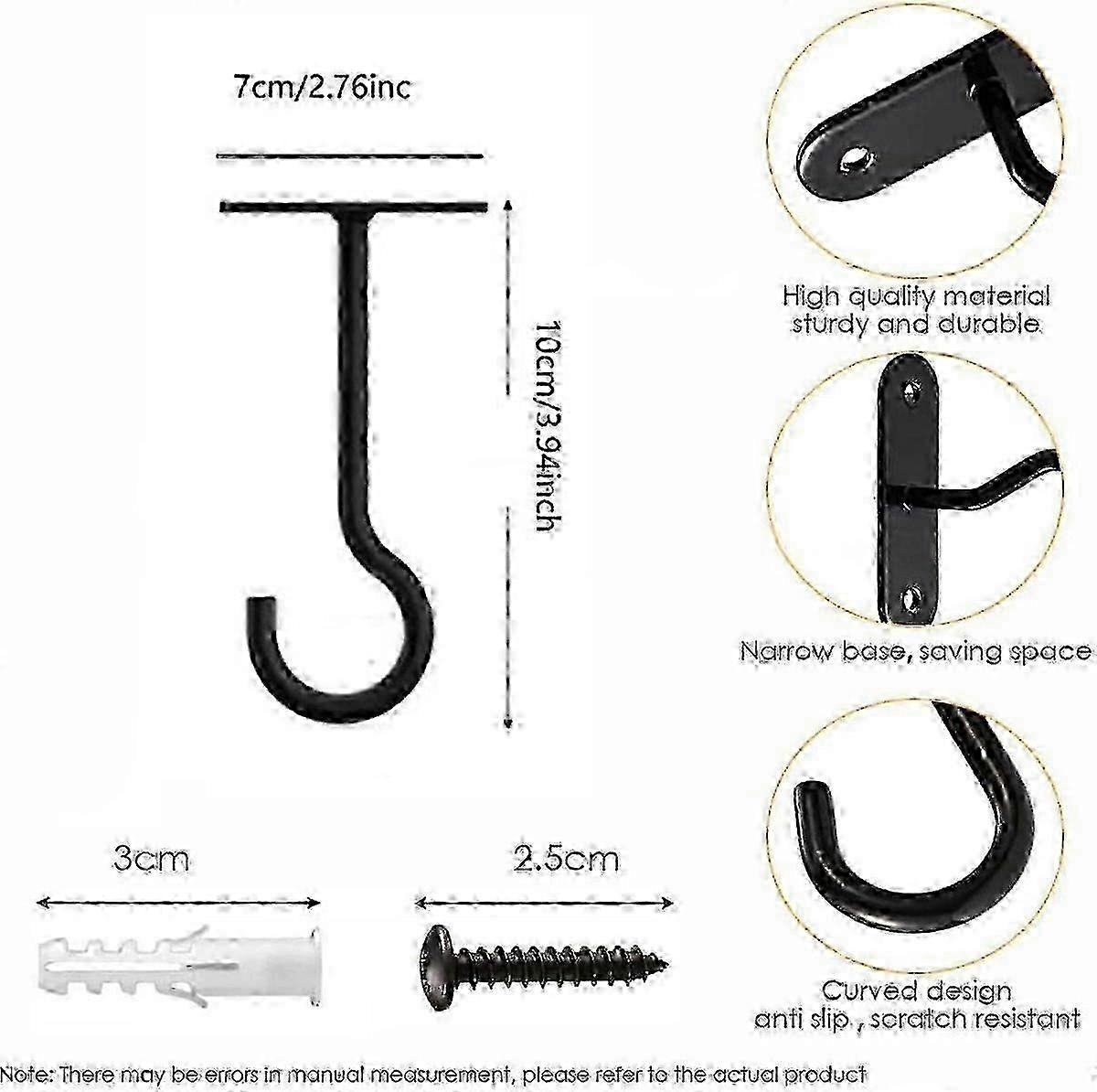 Heavy-Duty Matte Black Wall Hook Pair