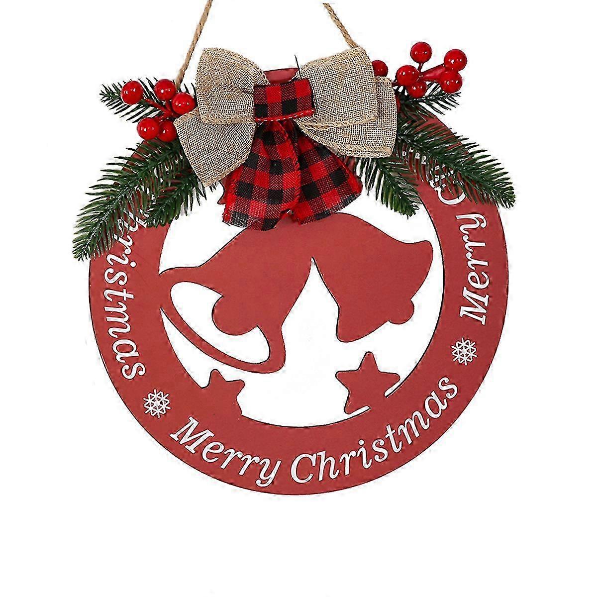Round Wooden Hanging With Pine & Bow