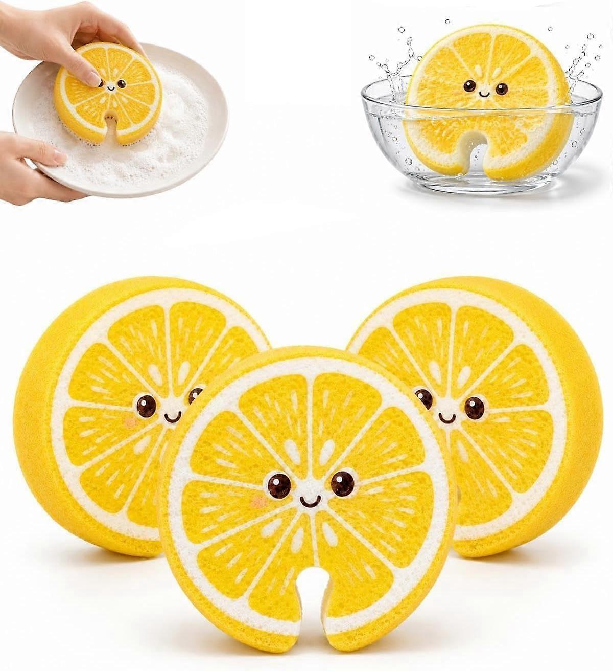 Cute Fruit Shaped Dishwashing Sponge Scrubber, 3PC Dish Sponge Clips (Set)