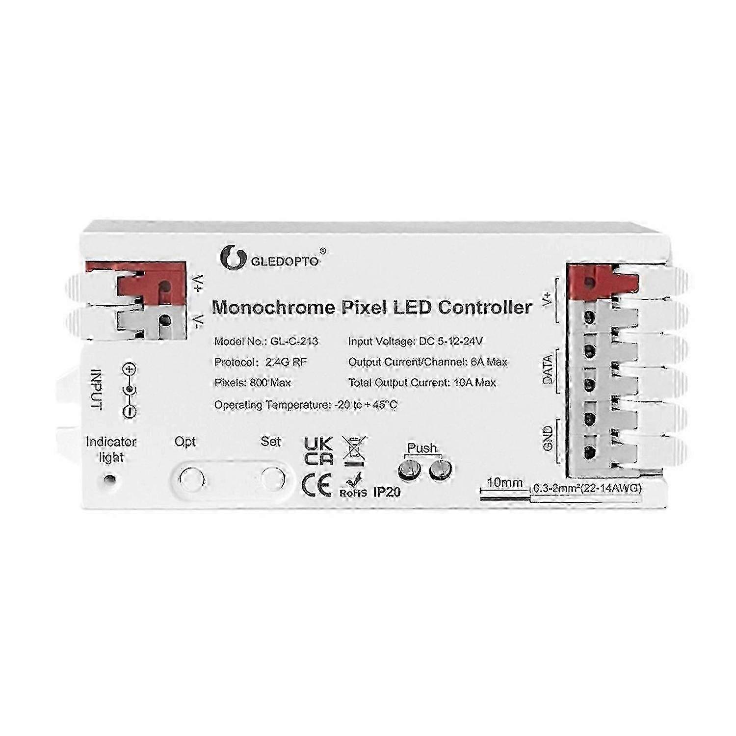 GLEDOPTO Monochrome Pixel LED Controller Brightness Light Strip RF Remote Controller with 7 Dynamic