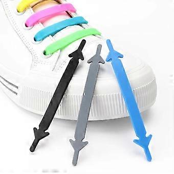 Silicone Shoelaces Elastic No Tie Shoe Laces For Sneakers Lazy Lace Unisex Convenience Quick Rubber Shoelace 12 Pcs/1 Set