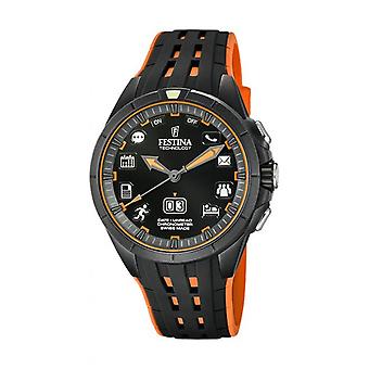 A tecnologia de Festina conectou o relógio análogo do homem de quartzo suíço com FS3001/4 pulseira de borracha