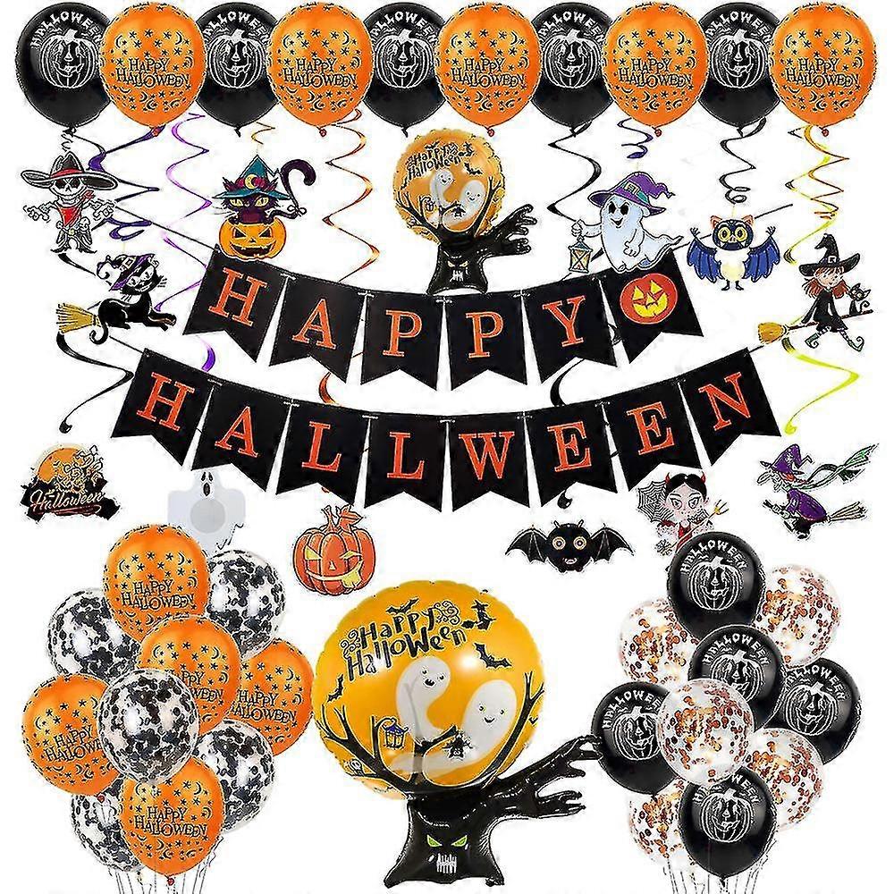 Halloween Decoration Pumpkin Ghost Spider Witch Latex Balloons (e, Section) bd