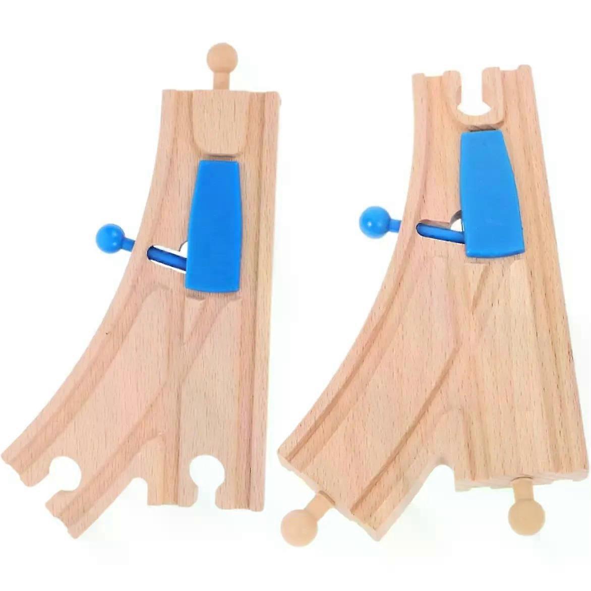 2pcs Wooden Train Track Switch for Toddler Train Set