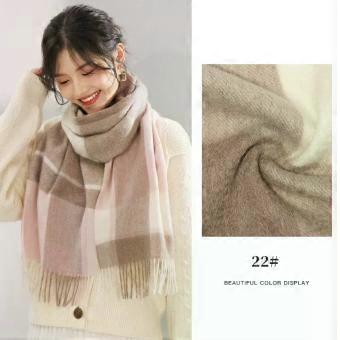 Blue plaid cashmere scarf for women,  wool, high-end gift, new winter style, 180cm*30cm, size 22. [XR]
