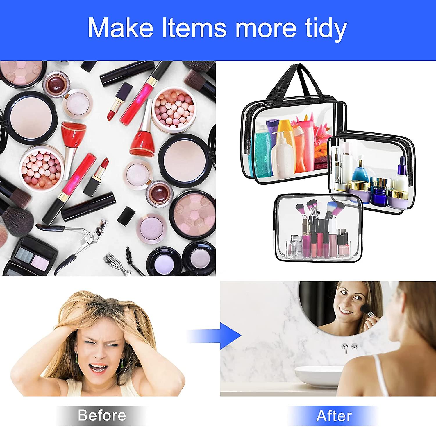 Clear Toiletries Bag, 3 In 1 Waterproof Toiletry Travel Bag Clear Pvc