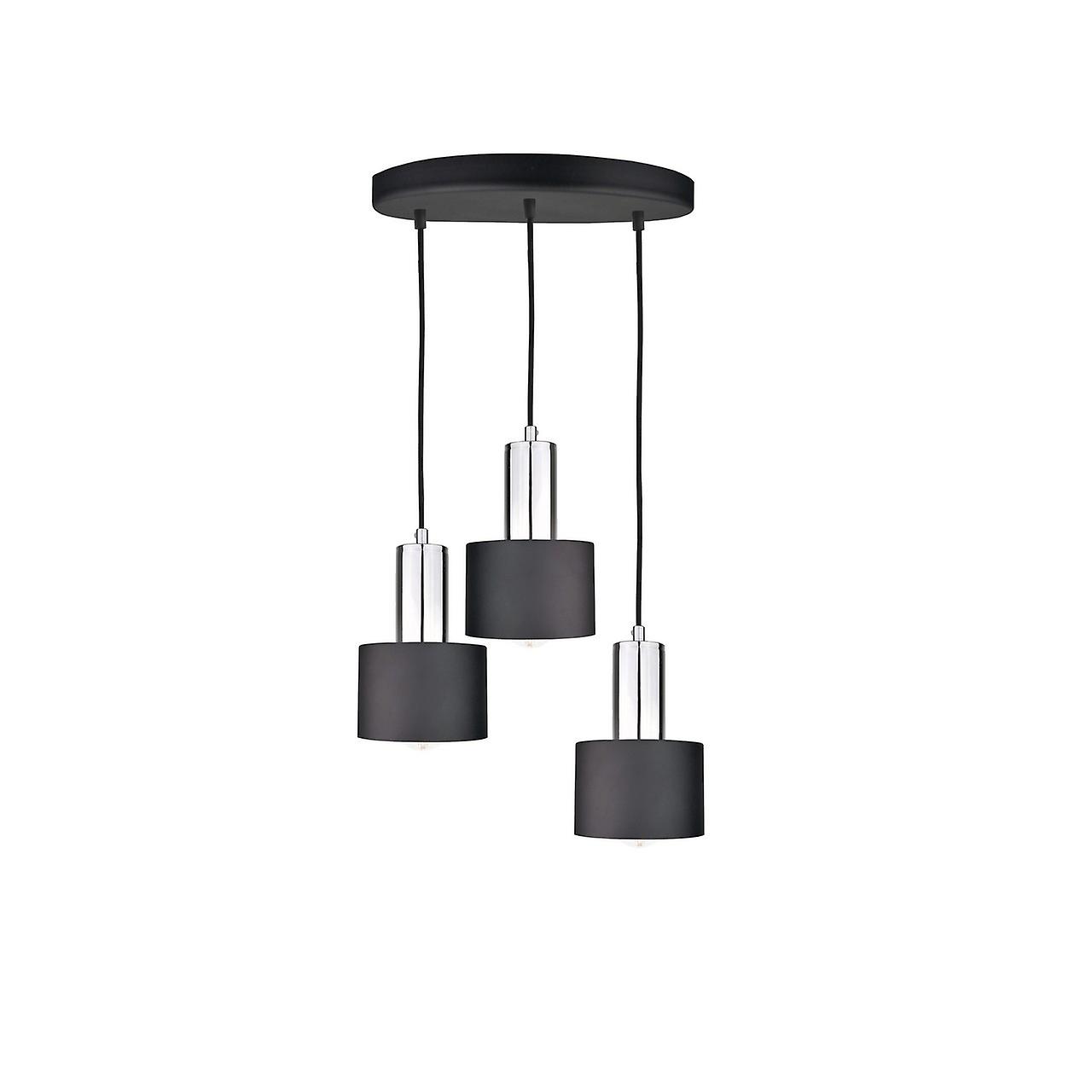 Luce Cluster Pendant Ceiling Light Black, Silver, 30cm, 3x E27