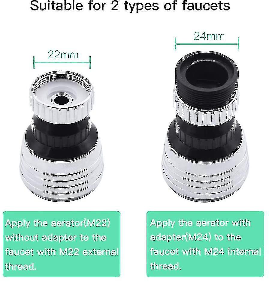 Lie 2 Pieces 360 Swivel Adjustable Faucet Aerator Kitchen Bathroom Faucet Filter
