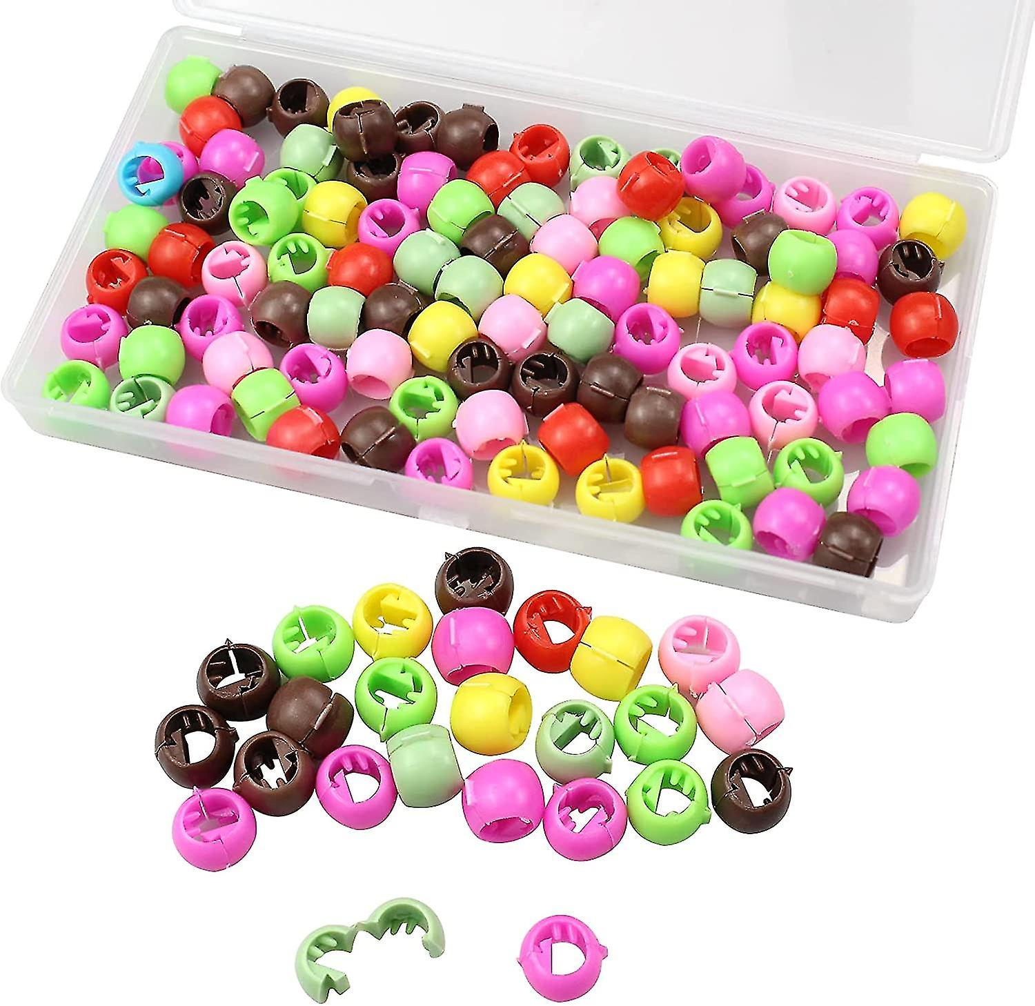 100pcs Mini perles Griffe de cheveux, Pinces à cheveux rondes Perles colorées Pinces à cheveux Pinces