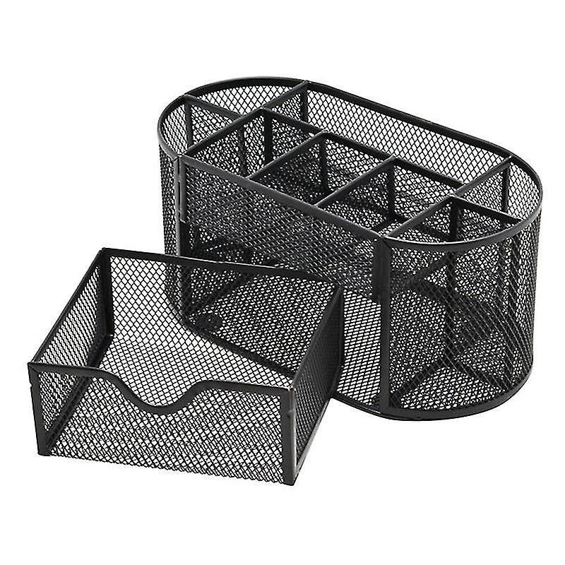 Mesh Desk Office Organizer,multifunction Pen Holder With Drawer Storage Desktopblack
