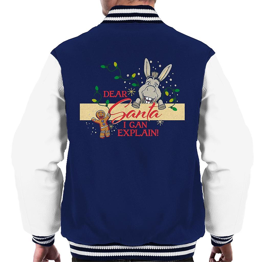 Shrek Christmas Donkey Dear Santa I Can Explain Men's Varsity Jacket