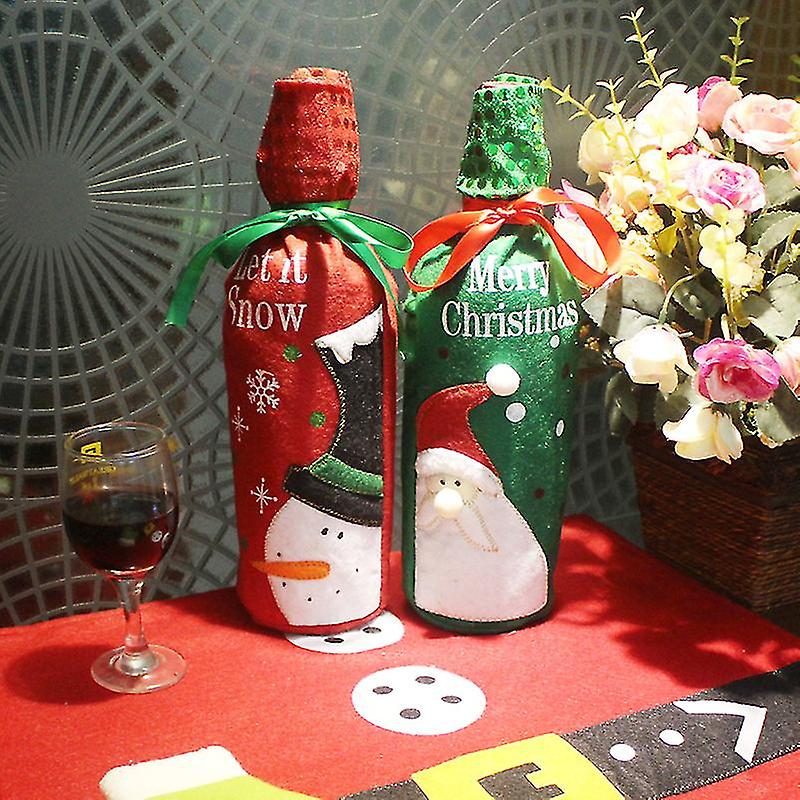 2stk julevinsgaveposer, julevinposer Xmas Buffalo Plaid vinflaskeposer