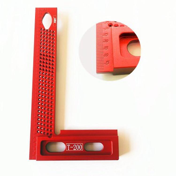 Positioning Angle 90 Degree Perforated Ruler Aluminum Alloy Woodworking Right Angle Ruler Precision Angle T Shaped Ruler for Woodworking 200*108*15mm
