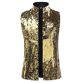 Youthup Mens Prom Sequin Sparkle Sleeveless Jacket