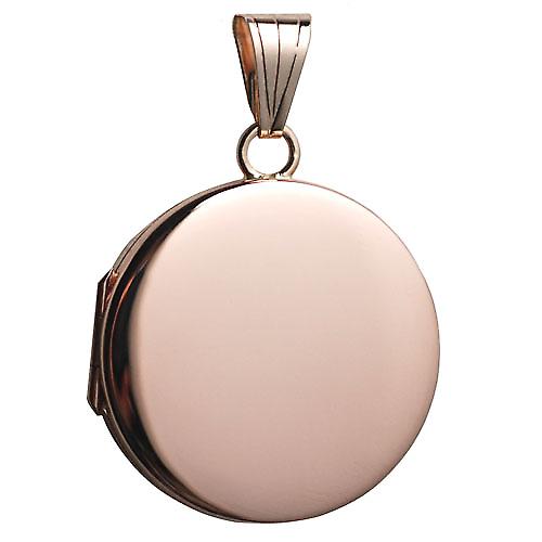 9ct Rose Gold 23mm round flat plain Locket
