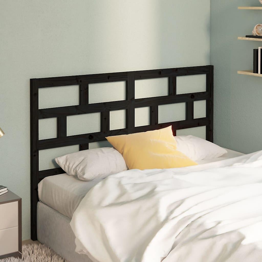 Headboard Black 141x4x100 cm Solid Pine Wood