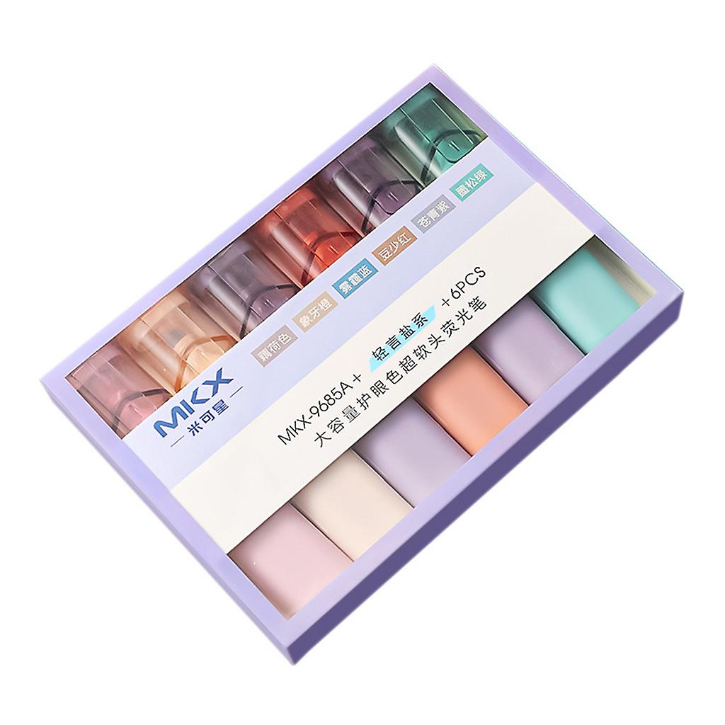 6-count Student Fluorescent Highlighters Chisel Tip Quick-drying School Office