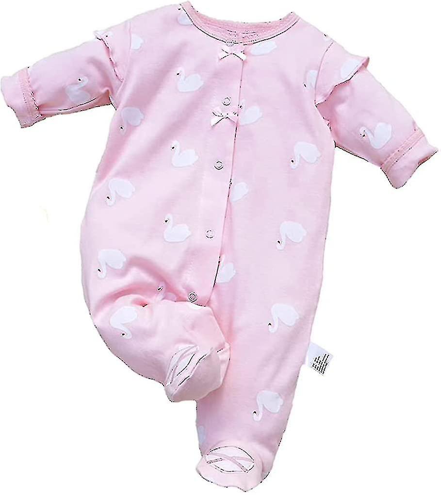 Spädbarn Baby Flicka Pojke Onesie Bomull Nyfödd Outfit Bodysuit Jumpsuit Lång Eeve Romper