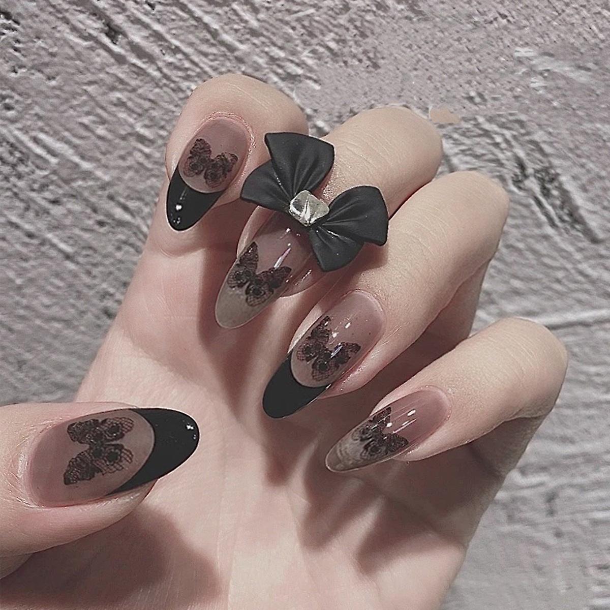 False Nail Tips Fake Artificial Art DIY Finger Cover Black Tea Transparent Color Baroque Dark Butter