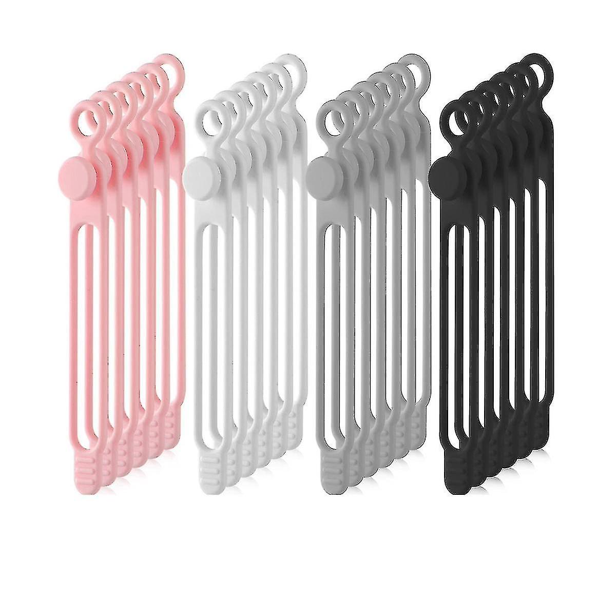 40pcs Cable Tie Silicone Reusable Holder Strap Adjustable Cable Straps Multipurpose Cable Organize