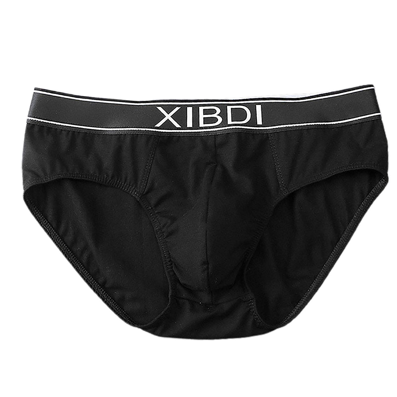 Fianao Soutong Men Briefs Solid Color U Convex Trendy Low Waist Stretchy Underpants for Daily Wear