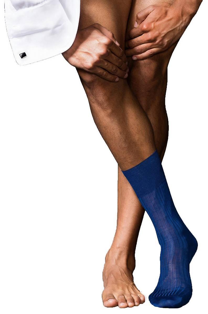 Falke No10 Pure Fil d'Ecosse Smooth Ribbed Knit Socks - Royal Blue