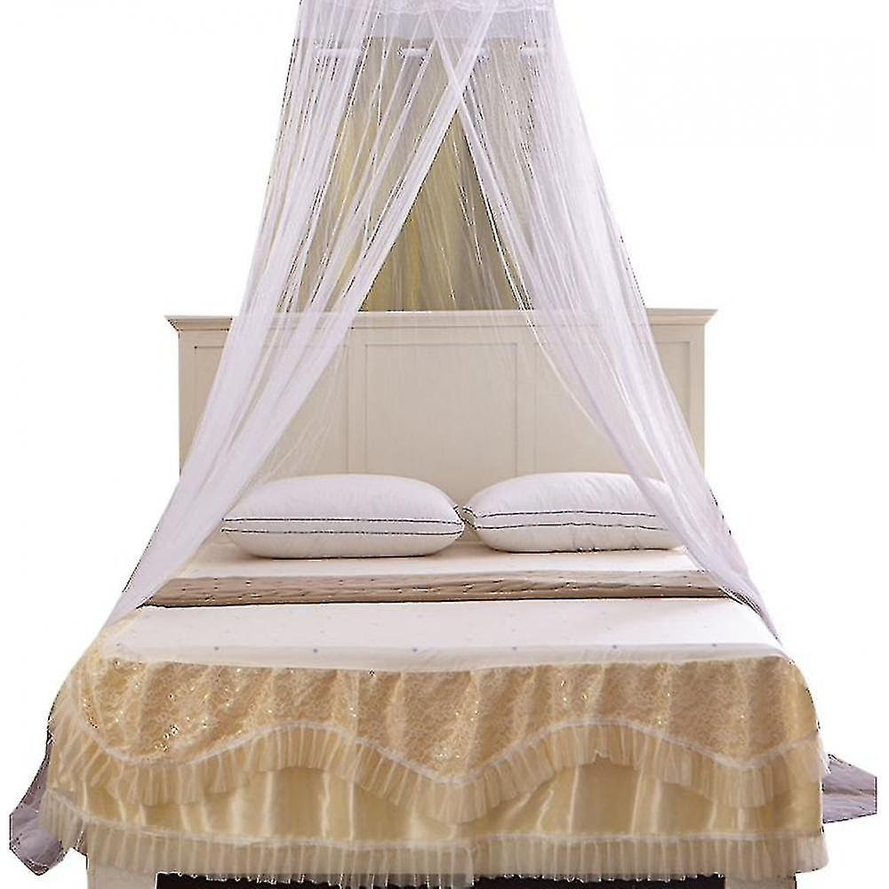 Bed Canopies Princess Does Not Need To Install Encrypted Heightening Ceiling Dome Mosquito Net White