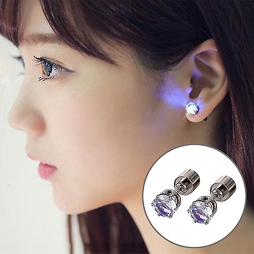 2 PCS Cubic Zirconia Earrings with Bright Light