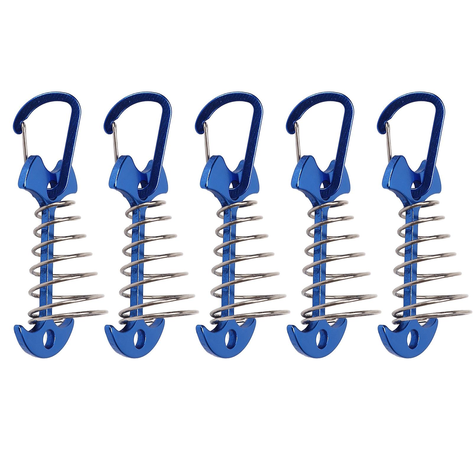 5pcs Tent Fixing Peg Large Deck Boards Camping Tent Fixing Stakes with Spring Buckle Adjustable Wind Rope Anchor Blue
