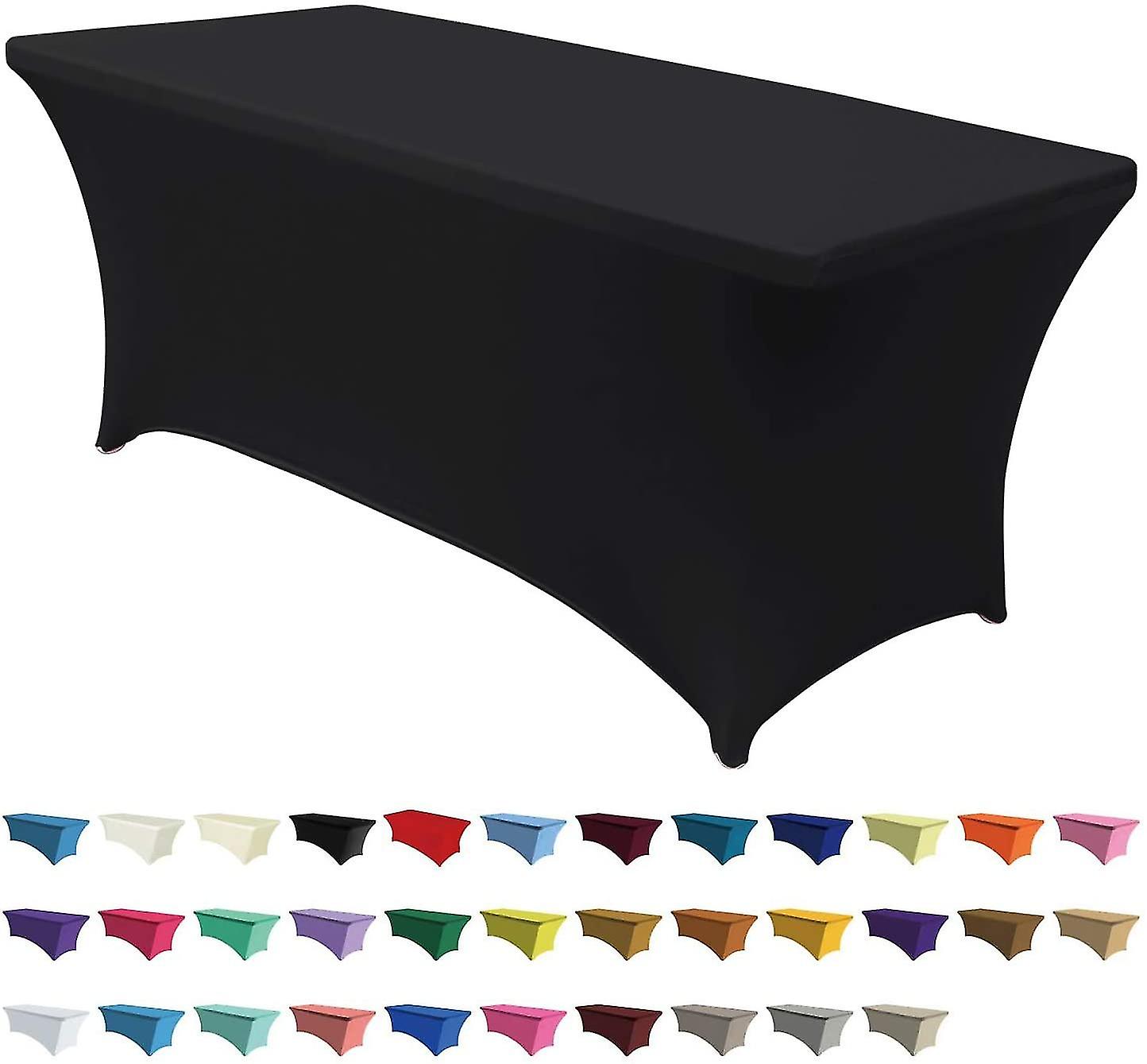 Spandex Tablecloths For 4 Ft Home Rectangular Table Fitted Stretch Table Cover Polyester Tablecover Table Toppers 4 FT White