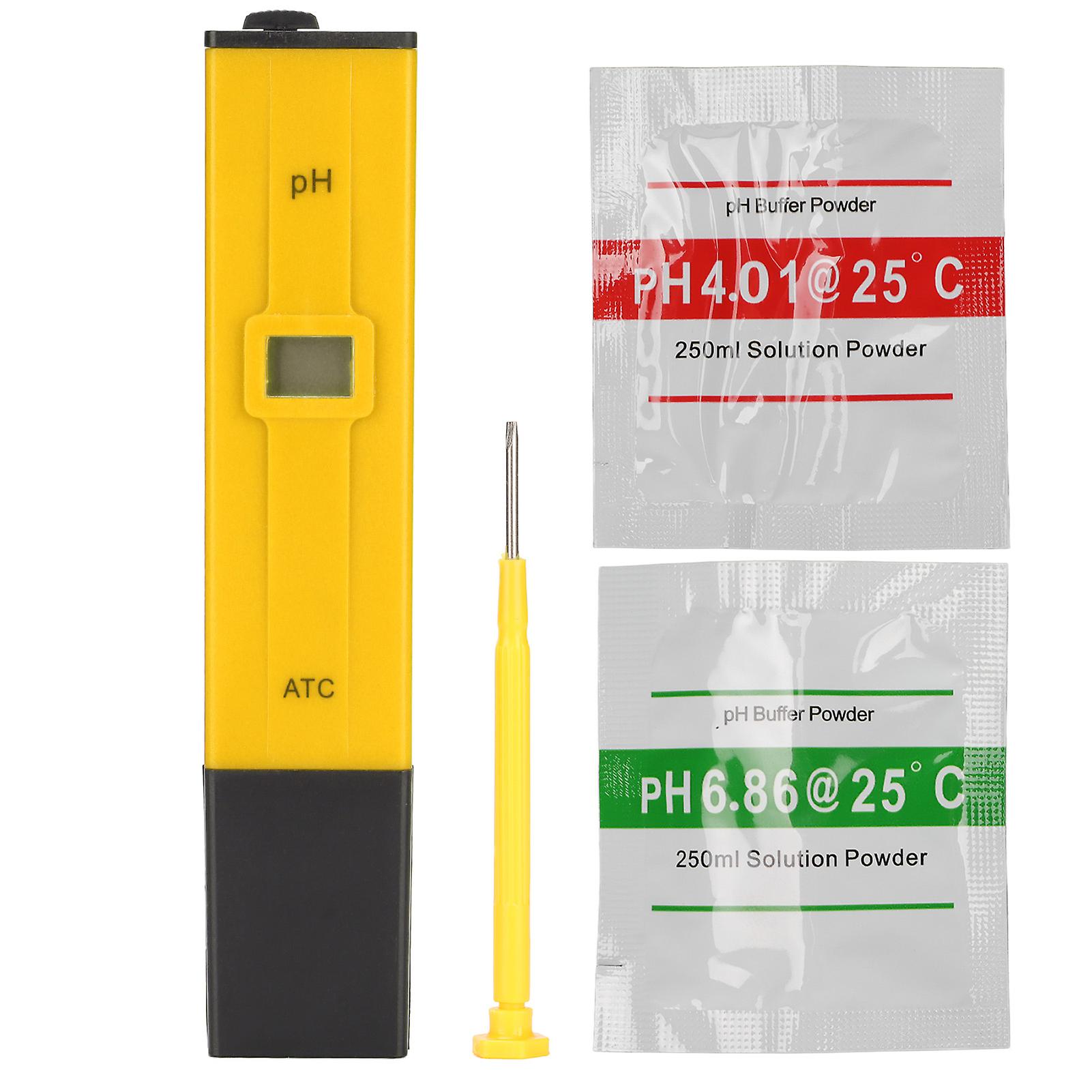 Digital PH Meter 0.0-14.0pH Range ABS Waterproof Pen Yellow Black