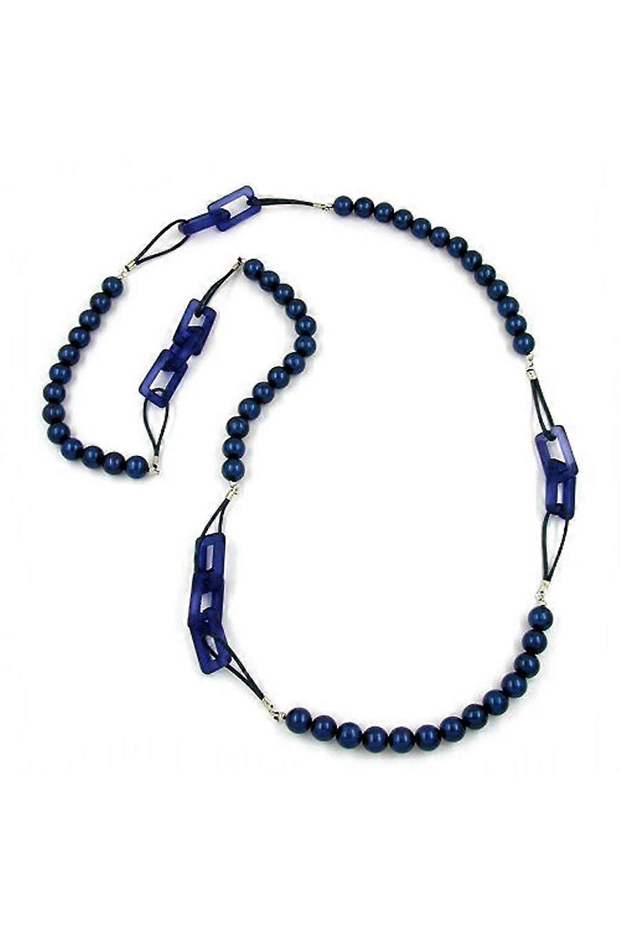 Necklace Beads Steel-blue 110cm - Gl01330