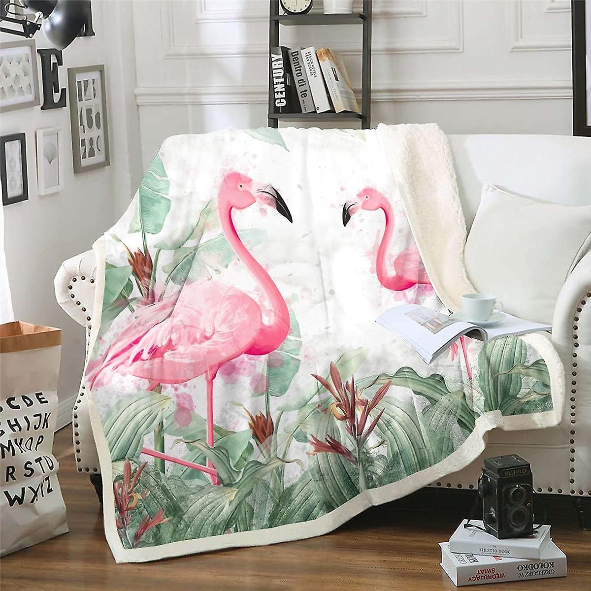 Tropical Flamingo Plush Blanket Animal Fleece Throw Blanket for Bed Sofa Bird Sherpa Blanket Bird Pink King